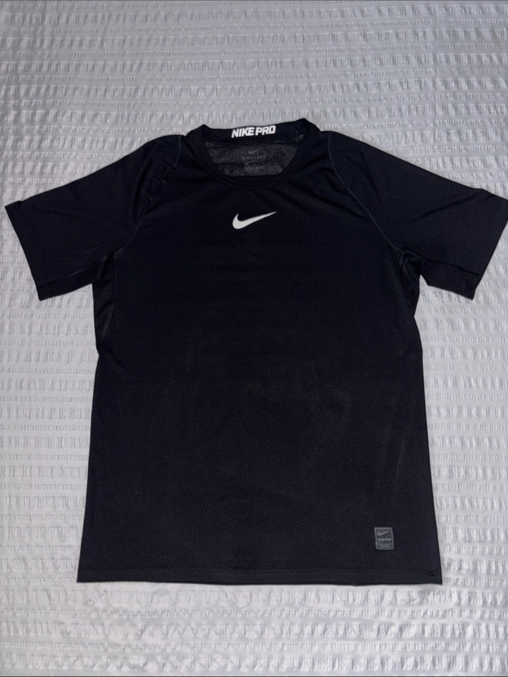 Nike Black Short-Sleeve Performance Tee with White Swoosh